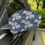 White And Blue Lotus Flower Print Car Side Mirror Covers