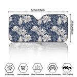 White And Blue Lotus Flower Print Car Windshield Sun Shade