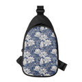 White And Blue Lotus Flower Print Sling Bag