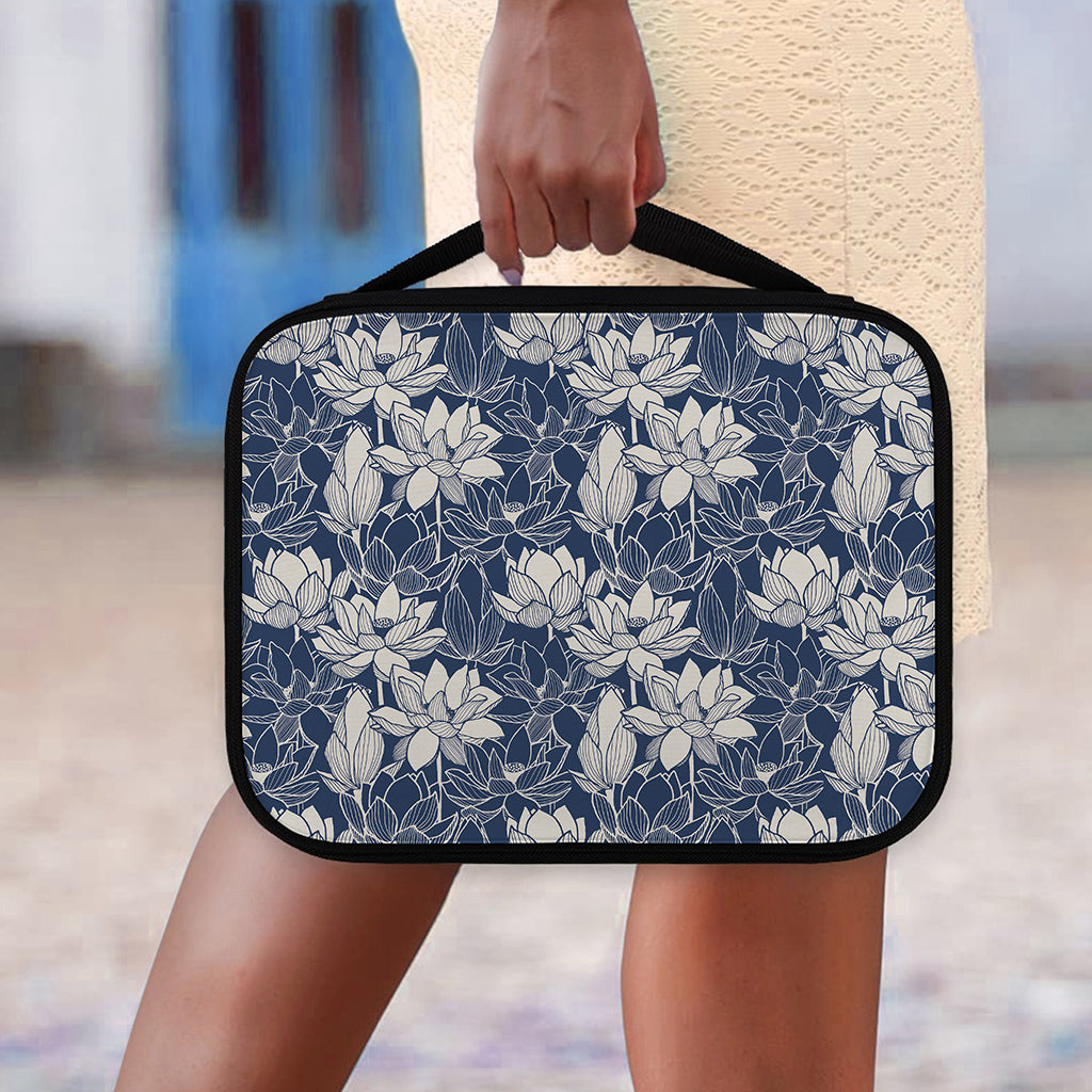 White And Blue Lotus Flower Print Classic Bible Case
