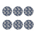 White And Blue Lotus Flower Print Coaster Set