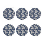 White And Blue Lotus Flower Print Coaster Set