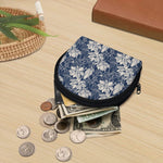 White And Blue Lotus Flower Print Coin Purse