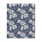 White And Blue Lotus Flower Print Curtain