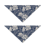 White And Blue Lotus Flower Print Dog Bandana