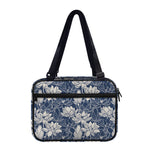 White And Blue Lotus Flower Print Double Strap Bible Bag