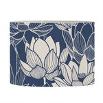 White And Blue Lotus Flower Print Drum Lamp Shade