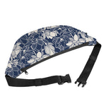 White And Blue Lotus Flower Print Fanny Pack