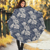 White And Blue Lotus Flower Print Foldable Umbrella