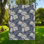 White And Blue Lotus Flower Print Garden Flag