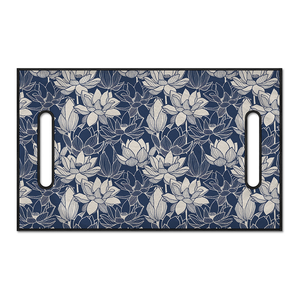 White And Blue Lotus Flower Print Golf Cart Seat Cover