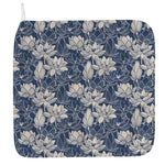 White And Blue Lotus Flower Print Hand Towel