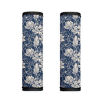 White And Blue Lotus Flower Print Handle Covers