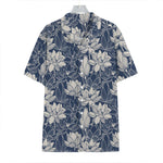 White And Blue Lotus Flower Print Hawaiian Shirt