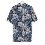 White And Blue Lotus Flower Print Hawaiian Shirt