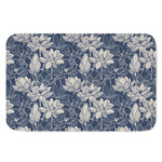 White And Blue Lotus Flower Print Indoor Door Mat