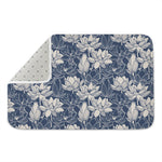 White And Blue Lotus Flower Print Indoor Door Mat