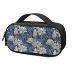White And Blue Lotus Flower Print Insulin Cooler Travel Case