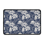 White And Blue Lotus Flower Print Kitchen Mat