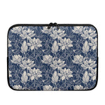 White And Blue Lotus Flower Print Laptop Sleeve