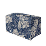 White And Blue Lotus Flower Print Leather Tissue Box Cover
