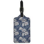 White And Blue Lotus Flower Print Luggage Tag