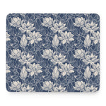 White And Blue Lotus Flower Print Mouse Pad