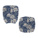 White And Blue Lotus Flower Print Office Chair Cover