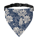 White And Blue Lotus Flower Print Over The Collar Dog Bandana