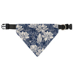 White And Blue Lotus Flower Print Over The Collar Dog Bandana
