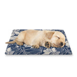 White And Blue Lotus Flower Print Pet Cooling Mat Cover