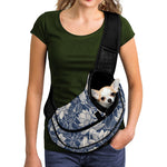 White And Blue Lotus Flower Print Pet Sling Carrier