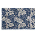 White And Blue Lotus Flower Print Placemat