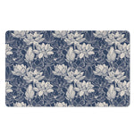 White And Blue Lotus Flower Print Polyester Doormat