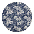 White And Blue Lotus Flower Print Round Blanket