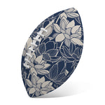White And Blue Lotus Flower Print Rugby Ball