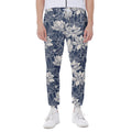 White And Blue Lotus Flower Print Joggers