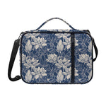 White And Blue Lotus Flower Print Shoulder Strap Bible Bag