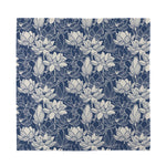 White And Blue Lotus Flower Print Silk Bandana