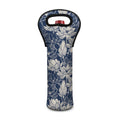 White And Blue Lotus Flower Print Single Neoprene Wine Tote