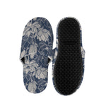 White And Blue Lotus Flower Print Slippers
