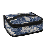 White And Blue Lotus Flower Print Small Lunch Bag