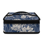 White And Blue Lotus Flower Print Small Lunch Bag
