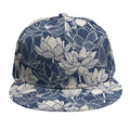White And Blue Lotus Flower Print Snapback Cap