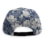 White And Blue Lotus Flower Print Snapback Cap