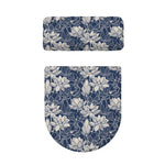 White And Blue Lotus Flower Print Toilet Lid And Tank Cover Set