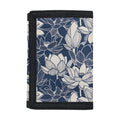 White And Blue Lotus Flower Print Trifold Wallet
