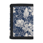 White And Blue Lotus Flower Print Trifold Wallet