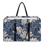 White And Blue Lotus Flower Print Utility Tote Bag