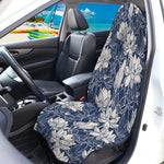 White And Blue Lotus Flower Print Waterproof Car Seat Cover